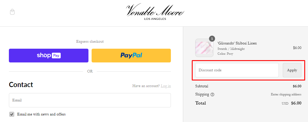 How do I use my Venable Moore discount code?