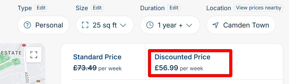 Safestore voucher code discounted price for customers at Safestore