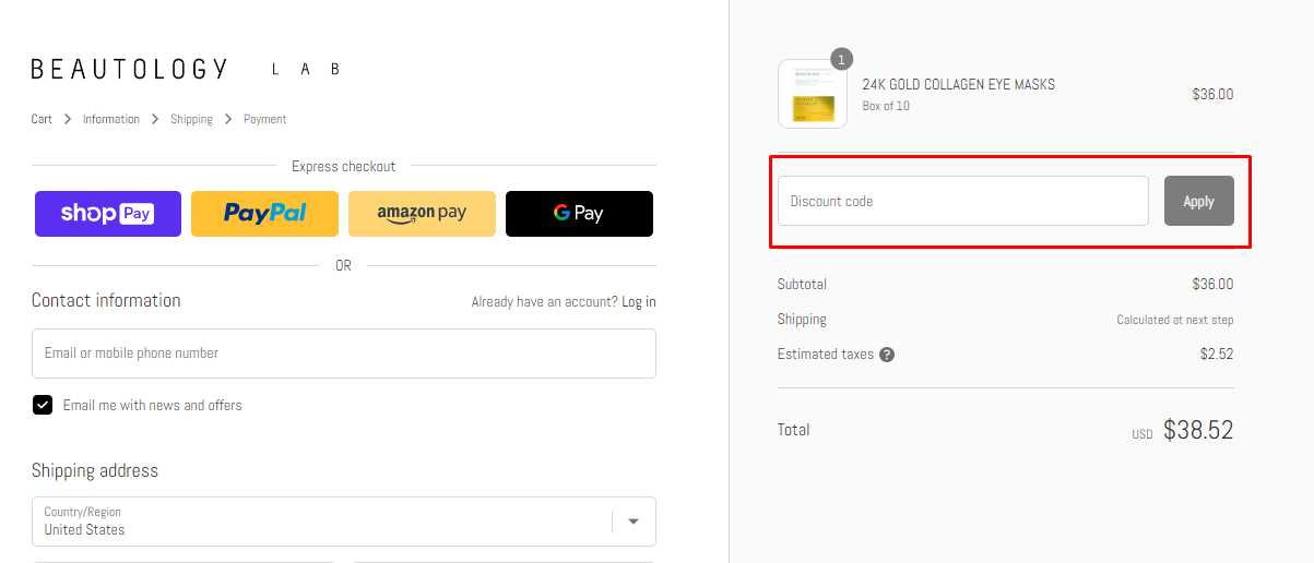 How do I use my BEAUTOLOGY LAB discount code?