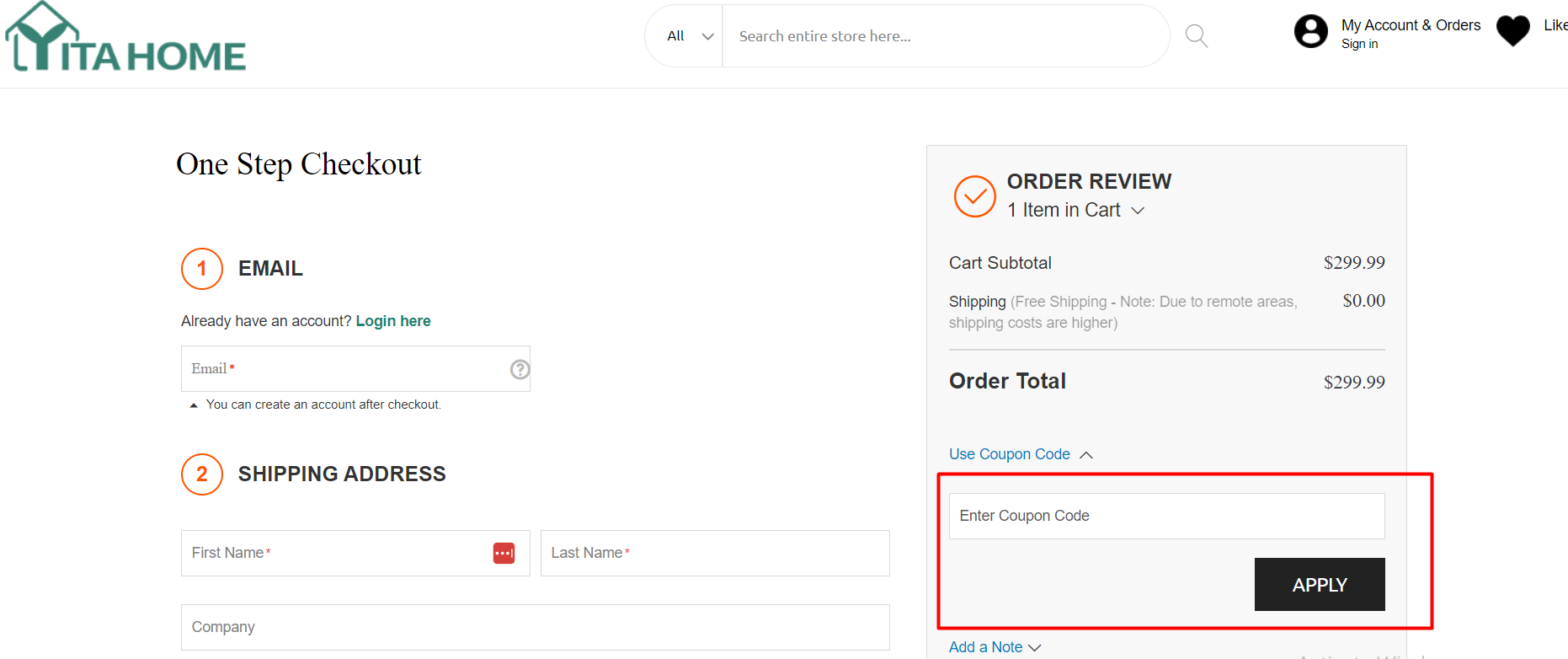 How do I use my YITA HOME coupon code?