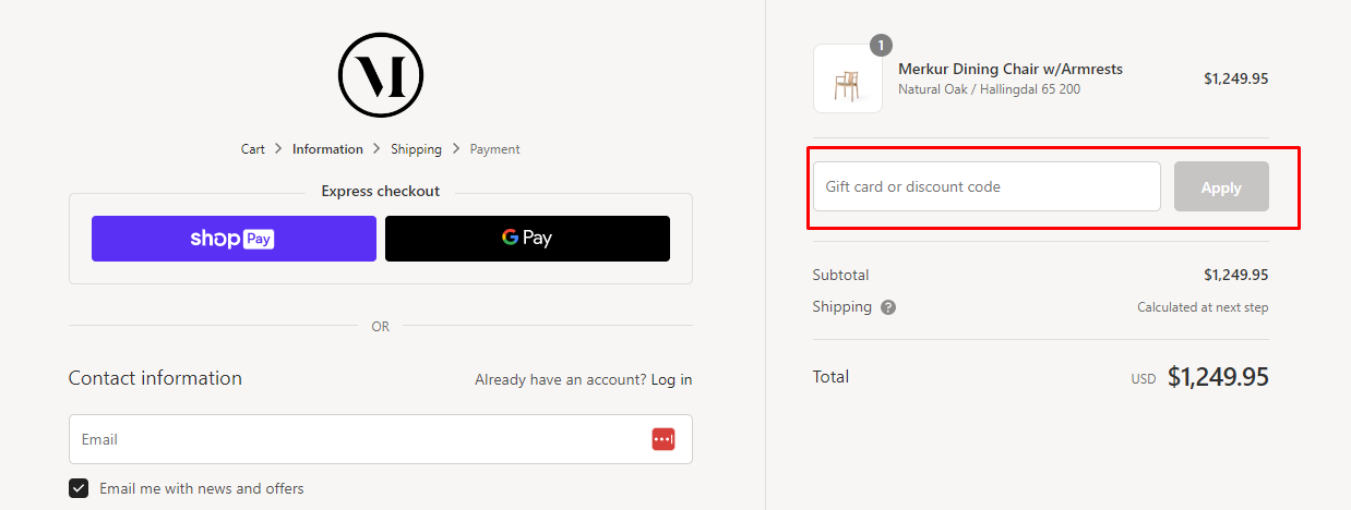 How do I use my MENU discount code?