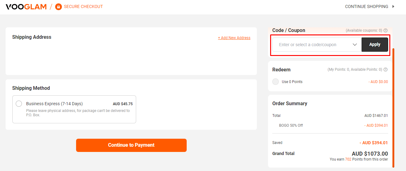 How do I use my Vooglam coupon code?