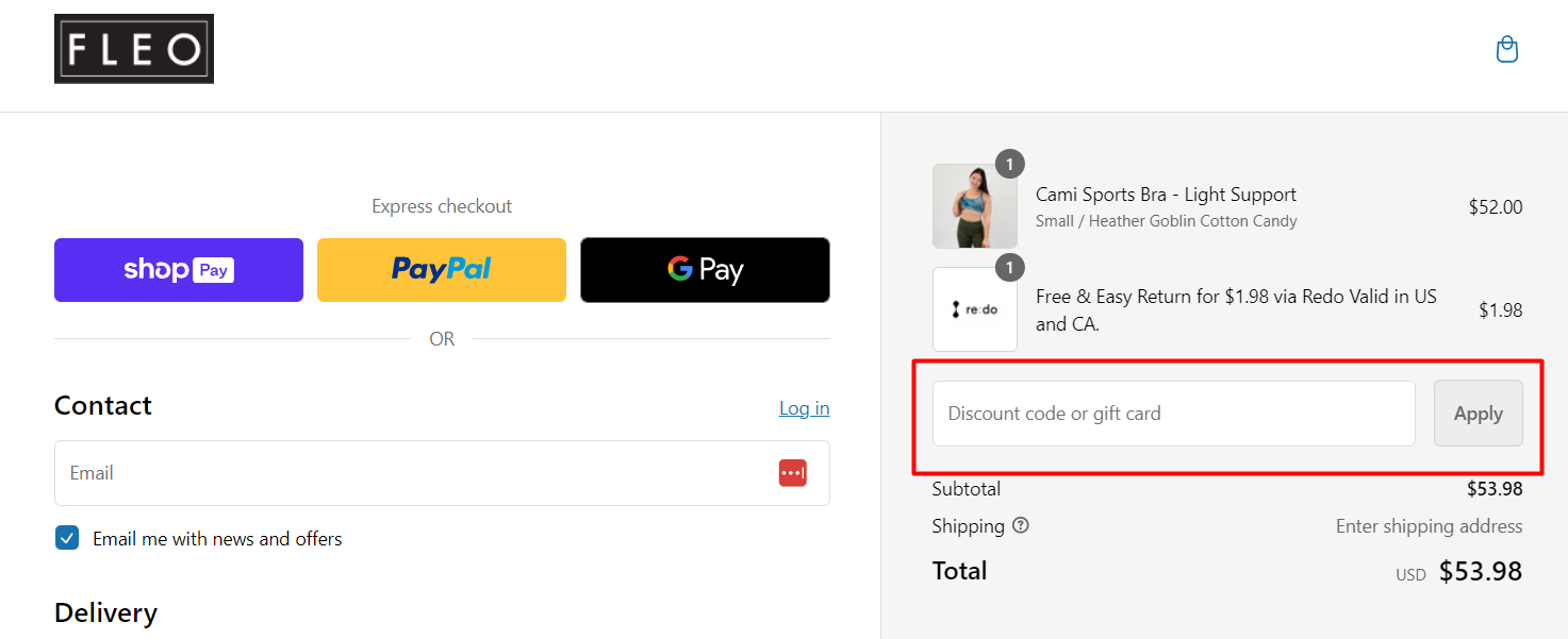 How do I use my FLEO discount code?