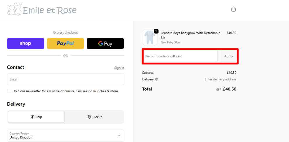 Paste your code in the red box to get your discount