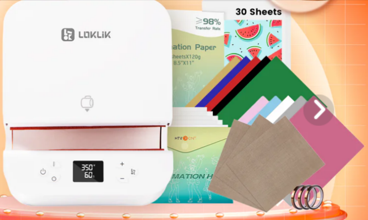 The HTVRONT notebook-making kit being advertised as a bundle with different prints