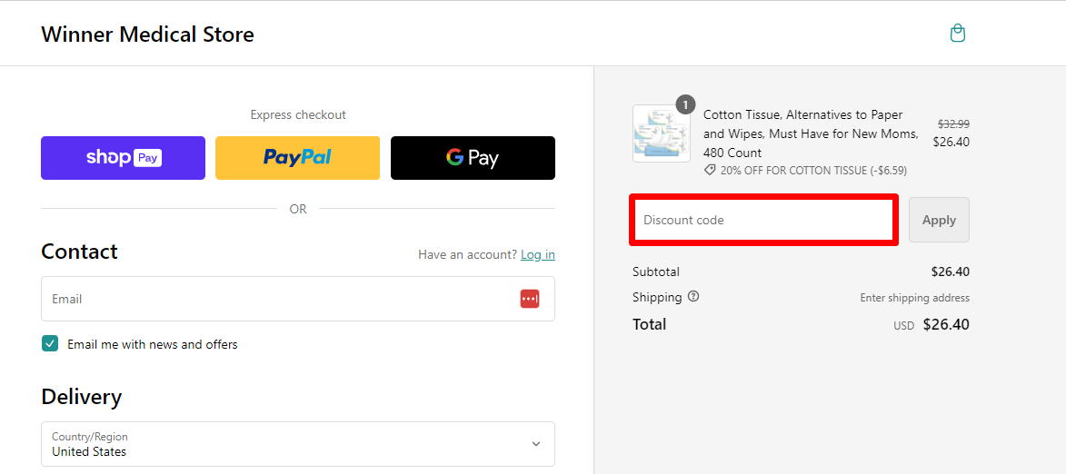 How do I use my Winner discount code?
