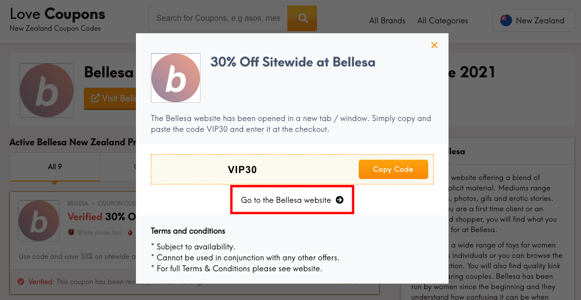 Bellesa NZ Get Coupon