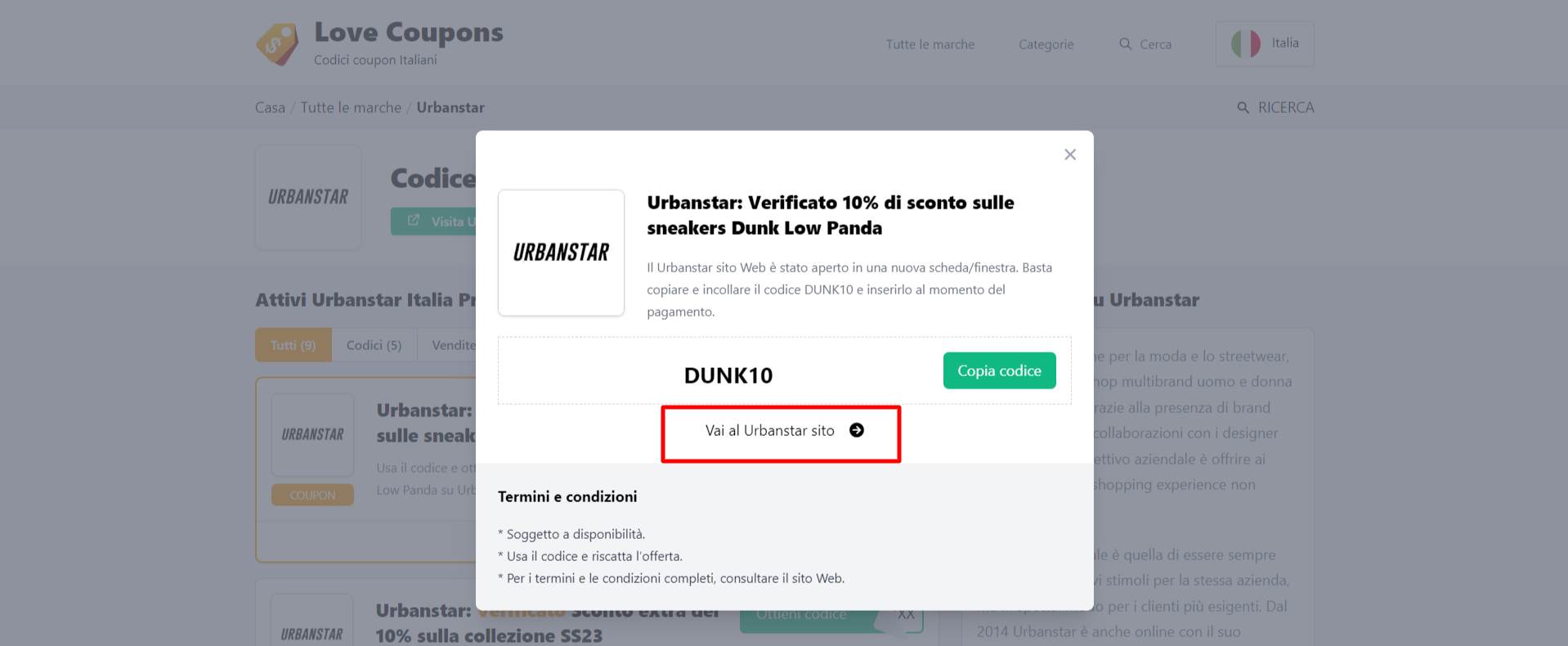 codice sconto Urbanstar che si può inserire facilmente sulla paittaforma