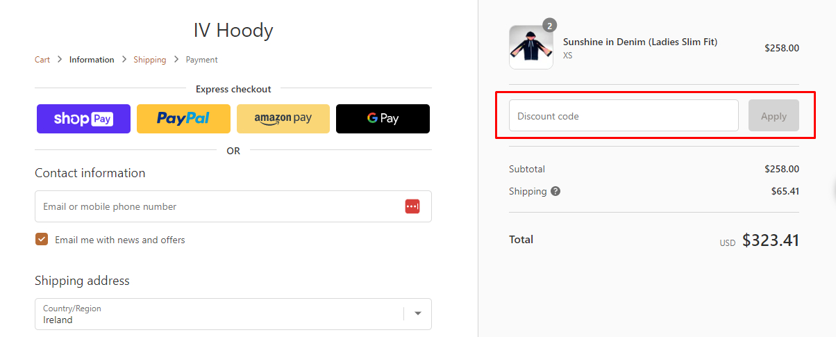How do I use my IV Hoody discount code?