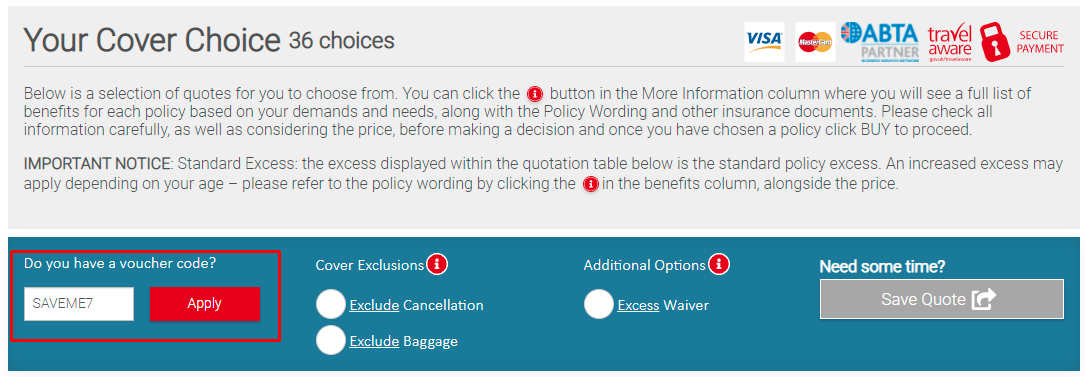 How do I use my Just Travel Cover voucher code?