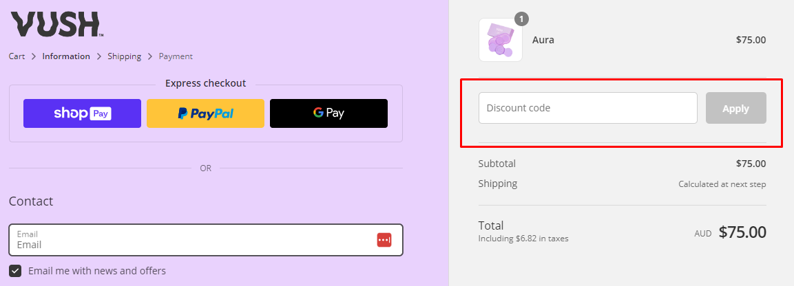 How do I use my VUSH discount code?