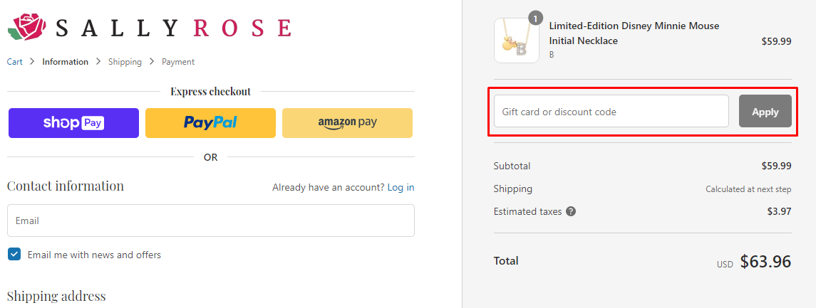 How do I use my Sallyrose discount code?