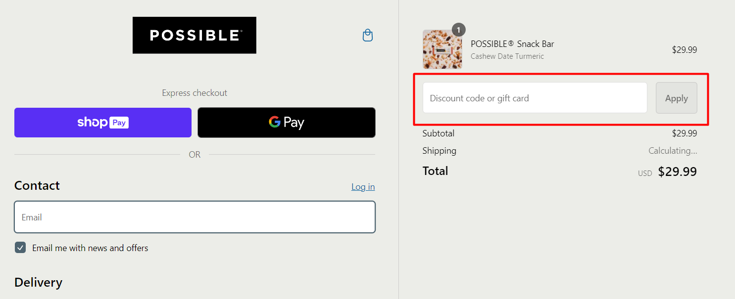 How do I use my My Possible discount code?