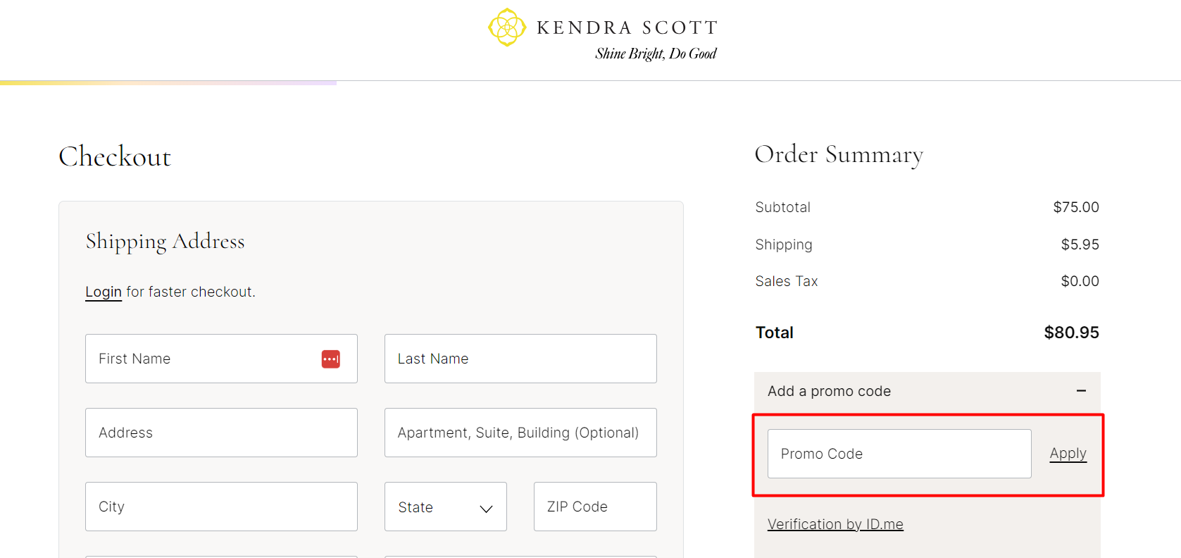 How do I use my Kendra Scott promo code?