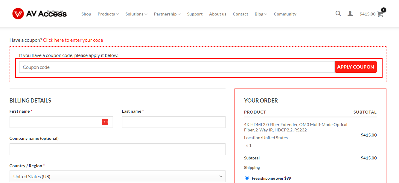 How do I use my AV Access coupon code?
