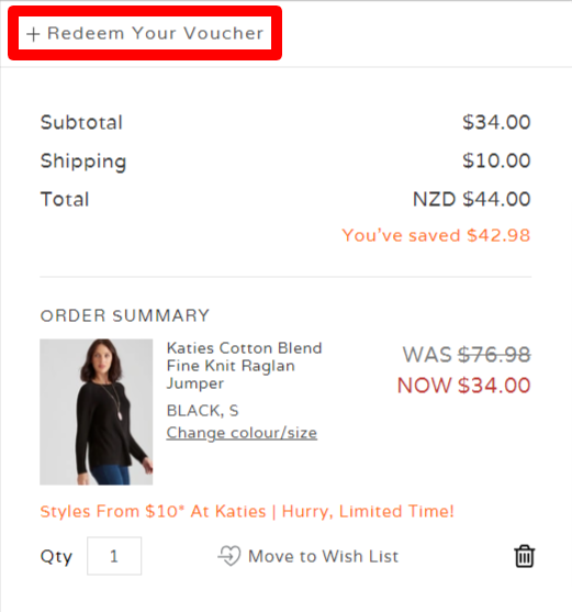 Katies NZ Voucher Code