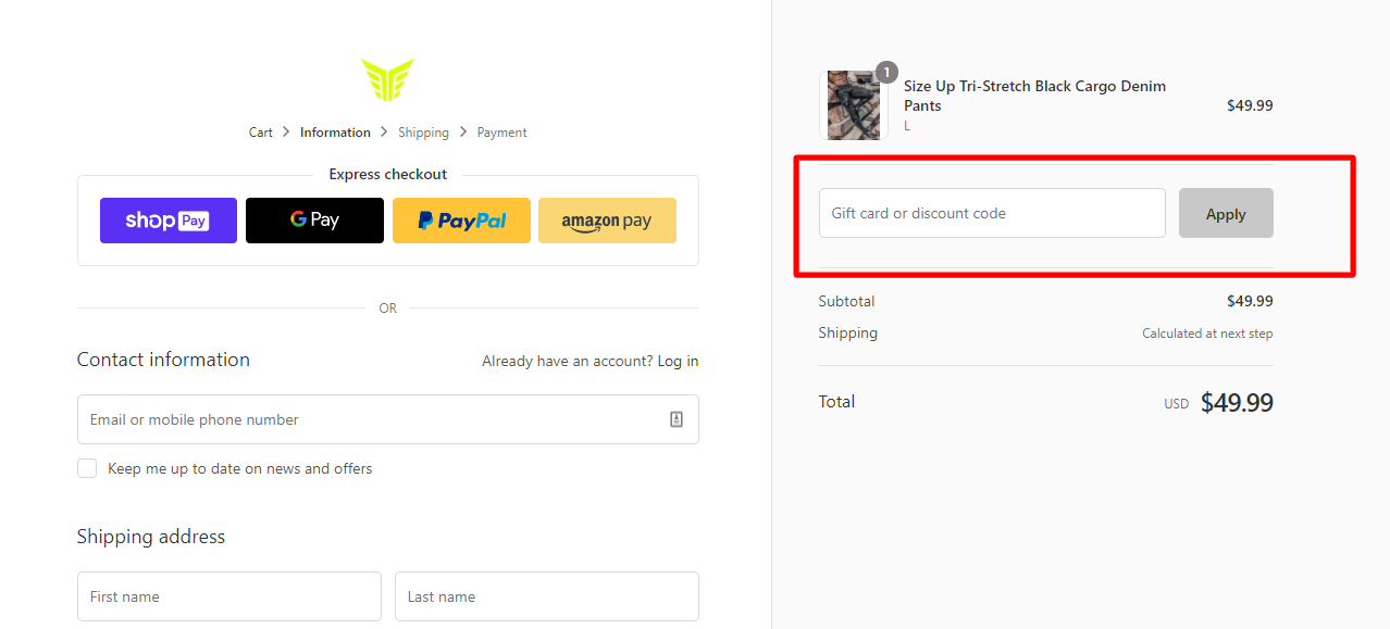 How do I use my SIZE UP discount code?