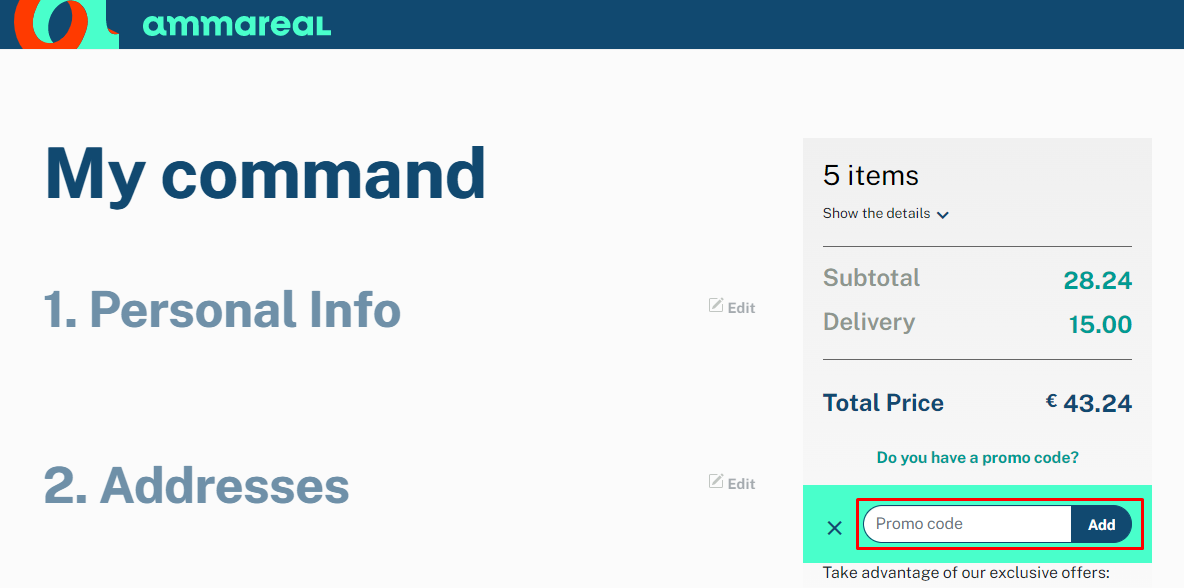 How do I use my Ammareal promo code?