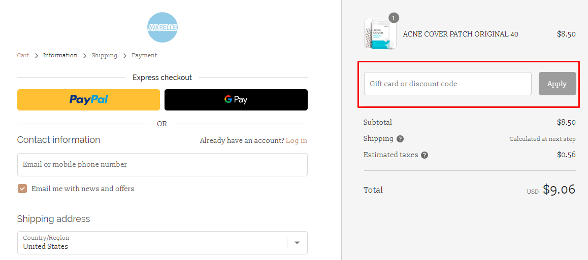 How do I use my Avarelle discount code?