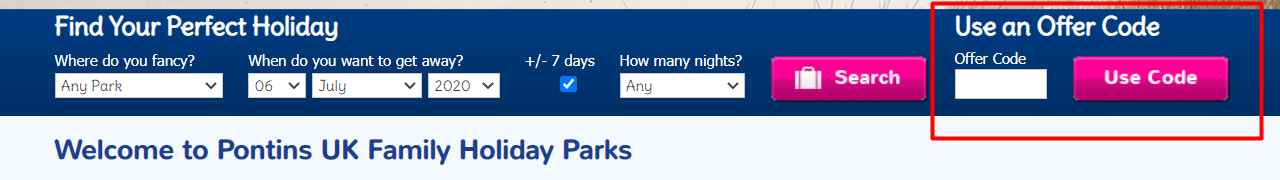 How do I use my Pontins discount code?