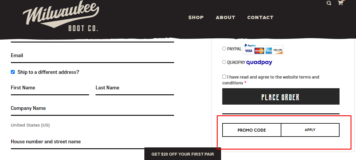 How do I use my Milwaukee Boot Company promo code?