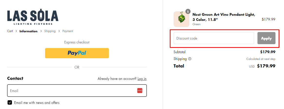 How do I use my Las Sola discount code?