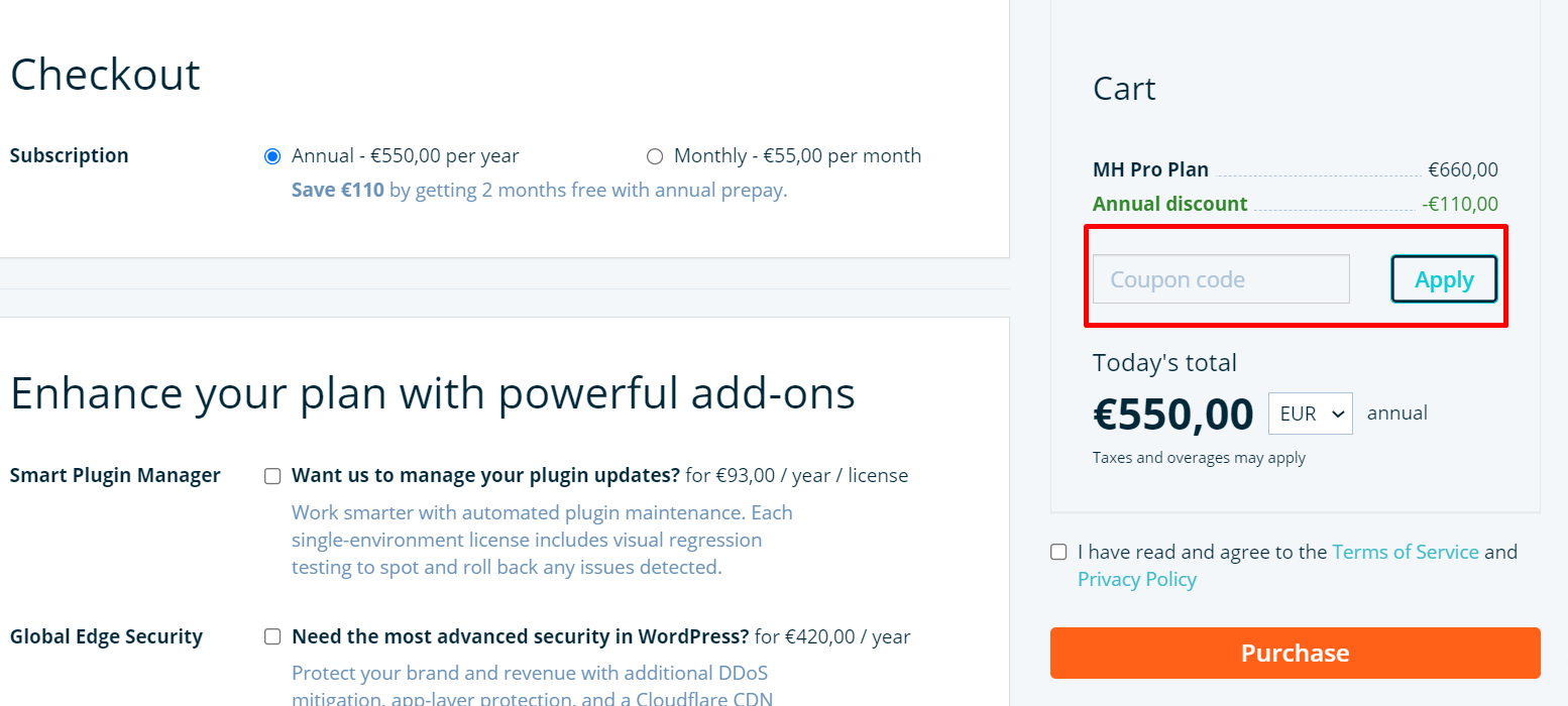 How do I use my WP Engine coupon code?