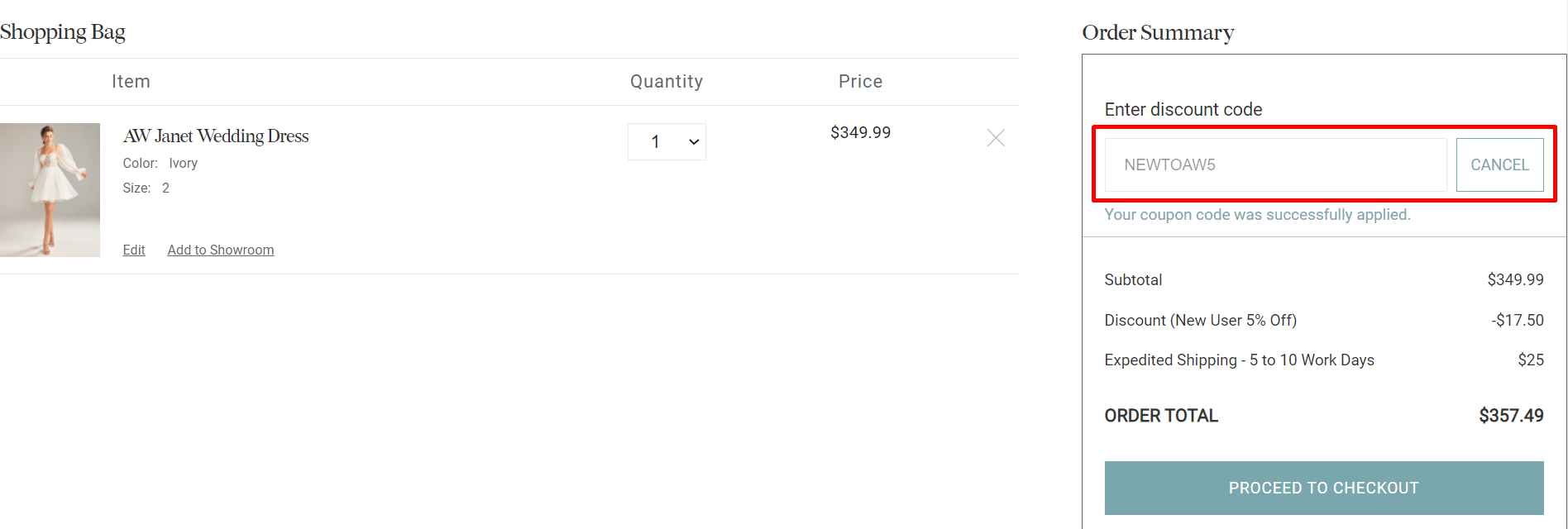 How do I use my AW Bridal discount code?