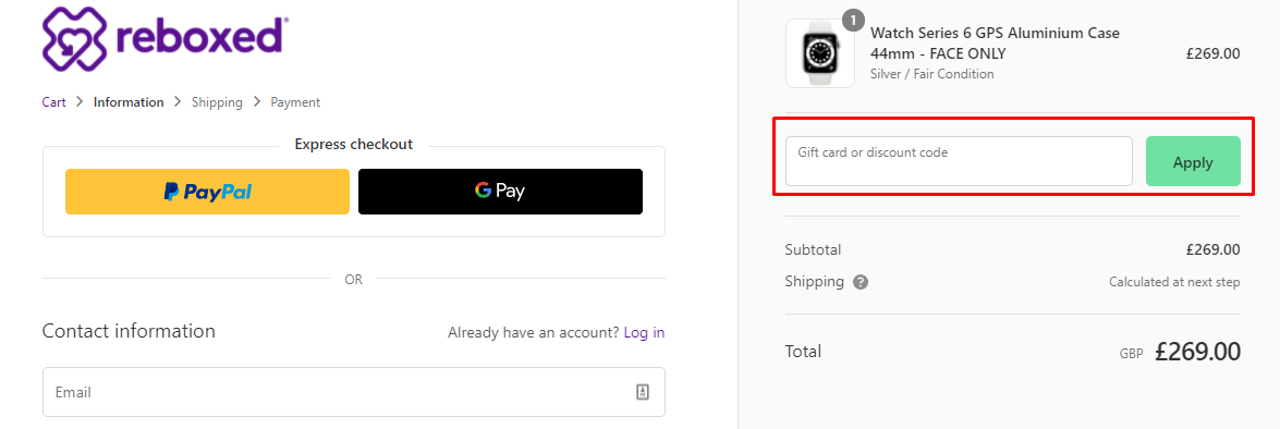How do I use my reboxed discount code?