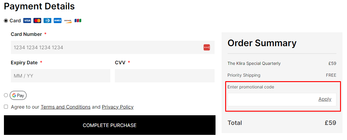 How do I use my Klira promo code?