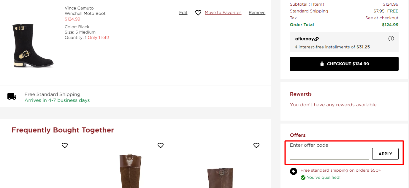 How do I use my Vince Camuto offer code?
