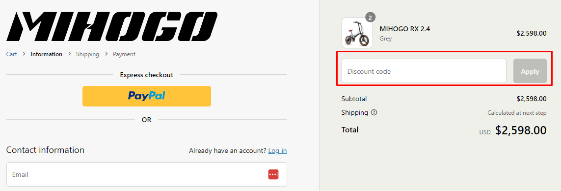 How do I use my Mihogo discount code?
