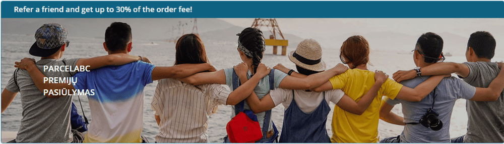 The Parcel ABC Refer a friend banner from their website.