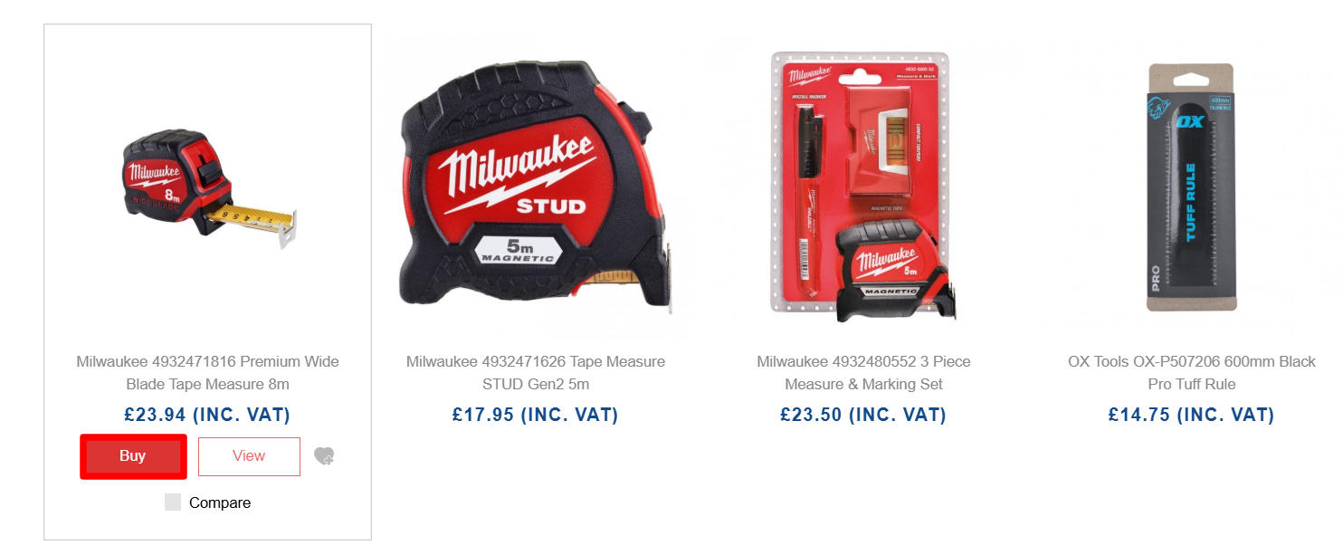 A list of Alan Wadkins products with one’s “Buy” button highlighted with a red box