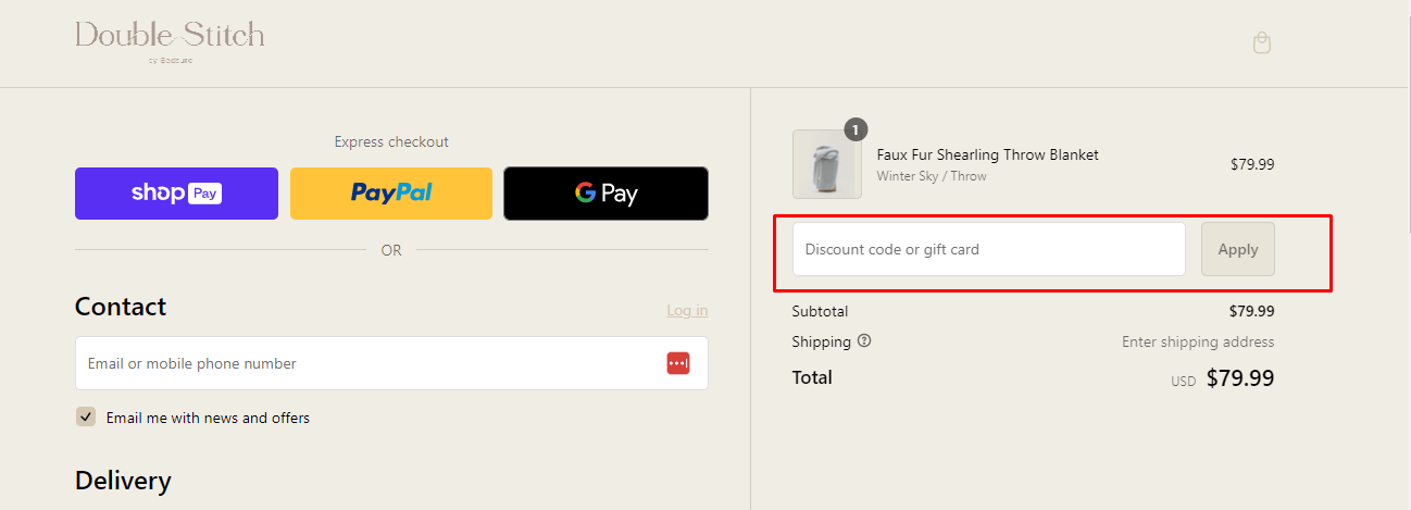 How do I use my Double Stitch coupon code?