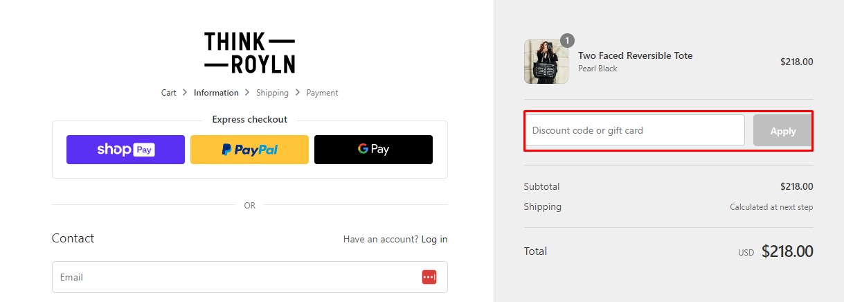 How do I use my Think Royln discount code?