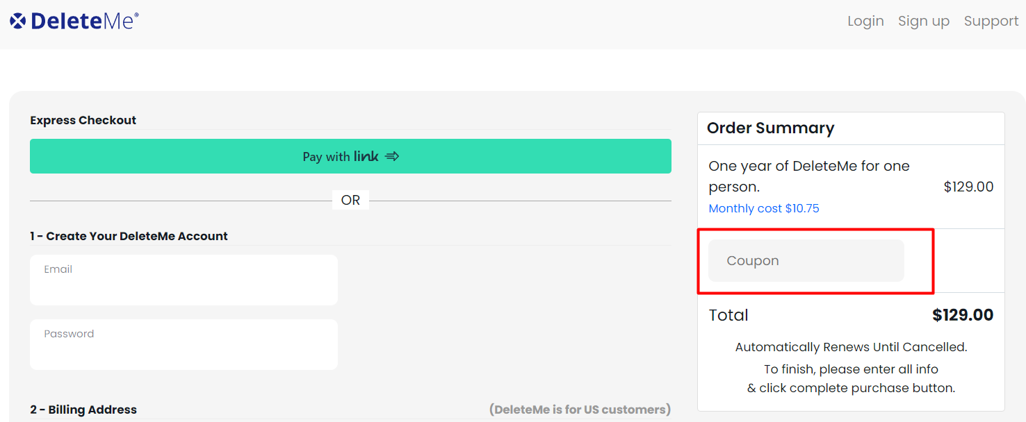 How do I use my DeleteMe coupon code?