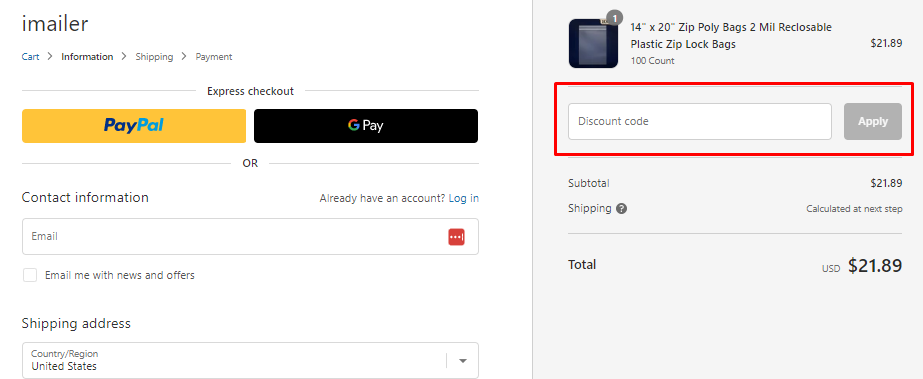 How do I use my Imailer discount code?