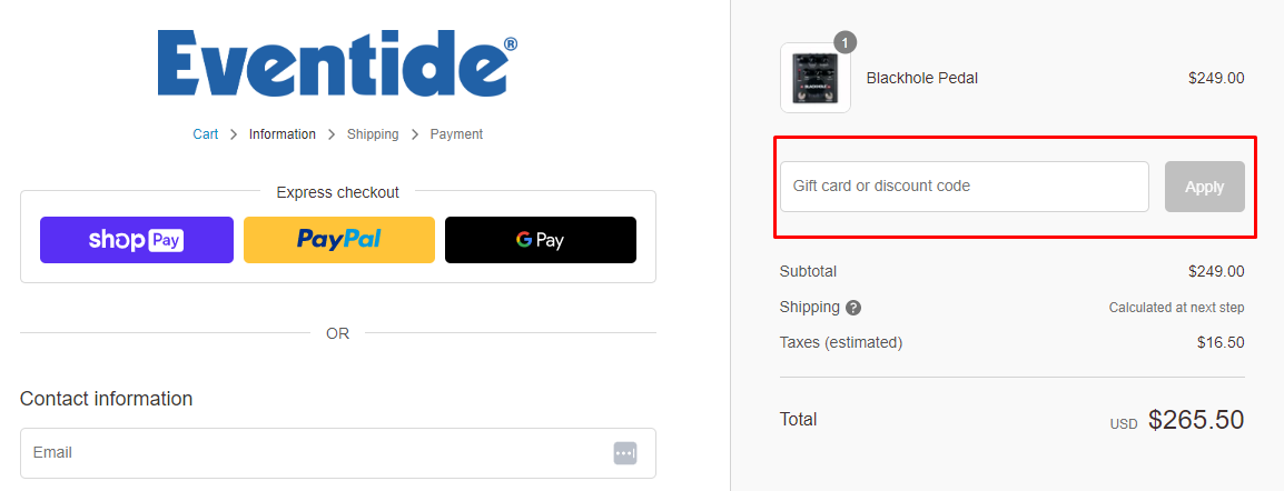 How do I use my Eventide discount code?