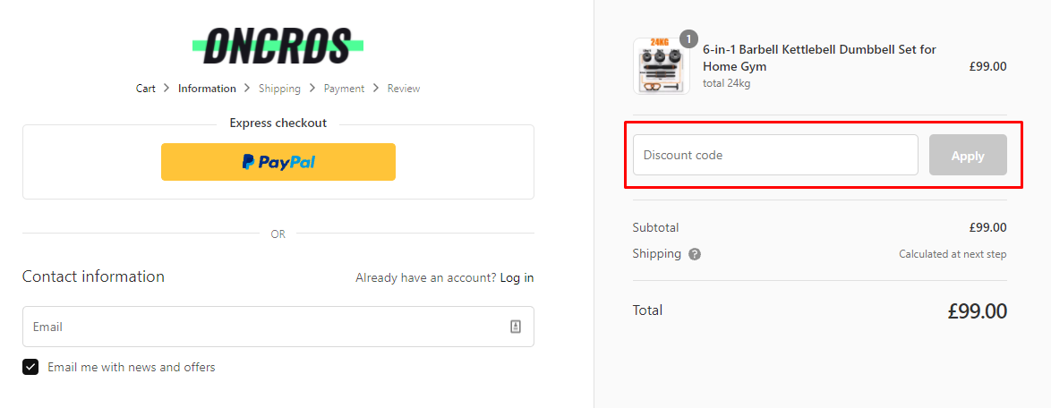 How do I use my Oncros discount code?
