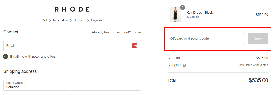 How do I use my RHODE discount code?