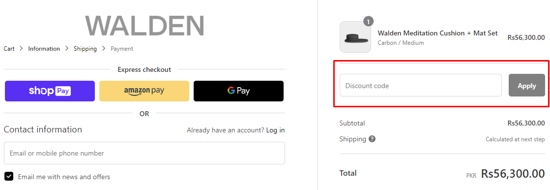 How do I use my Walden discount code?
