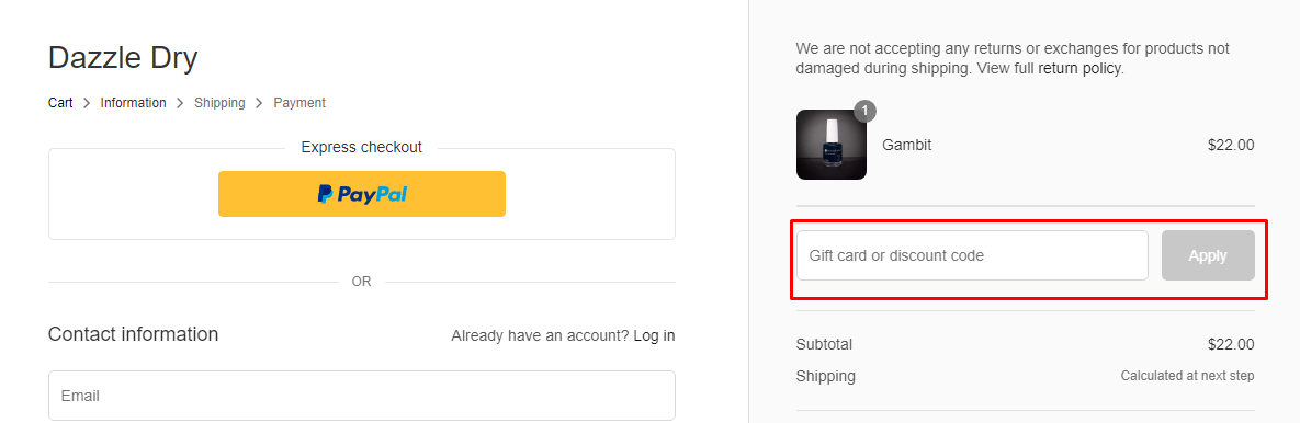 How do I use my Dazzle Dry discount code?