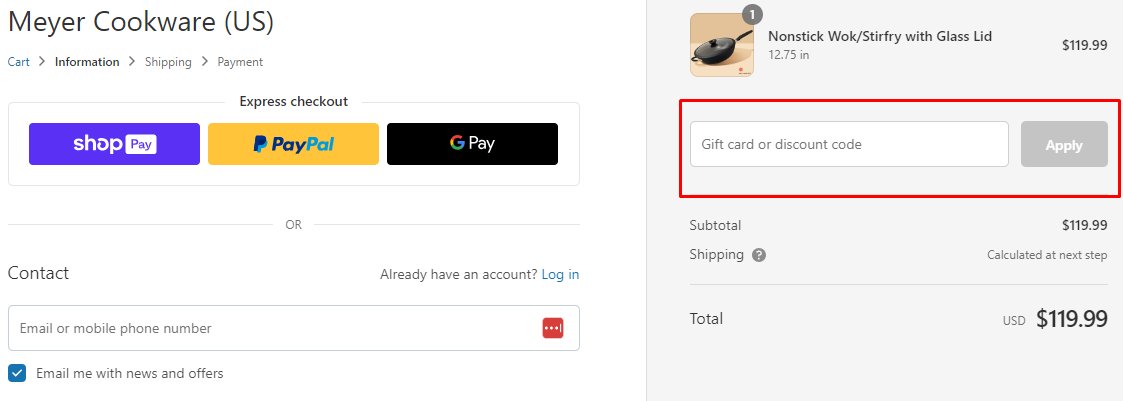 How do I use my Meyer discount code?