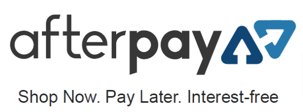 On a light blue background, the Afterpay logo symbolizes buy now, pay later