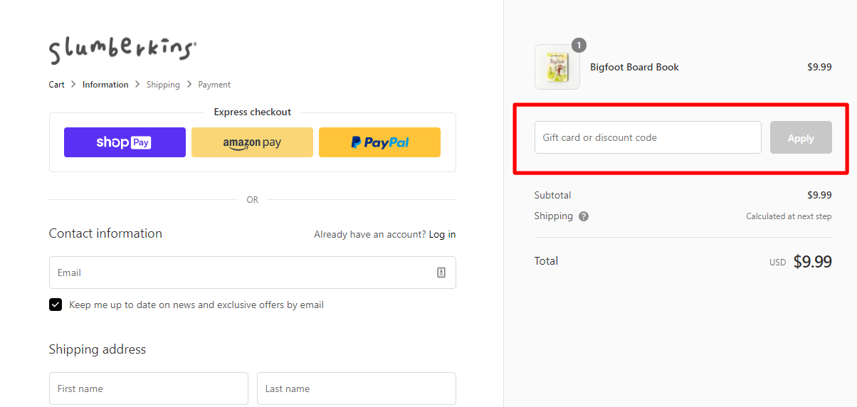 How do I use my Slumber kins discount code?