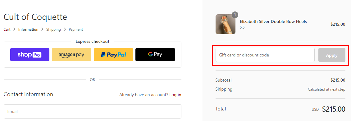 How do I use my Cult of Coquette discount code?
