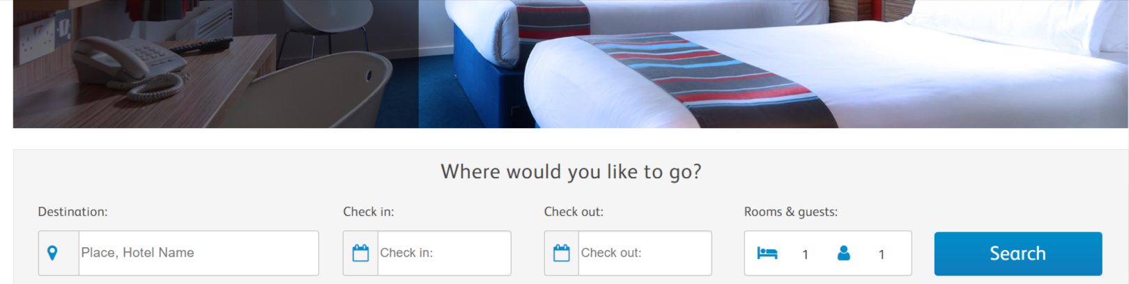 Online booking on Travelodge UK's website. Information boxes can be seen to enter details