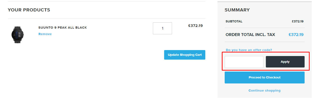 How do I use my Suunto offer code?