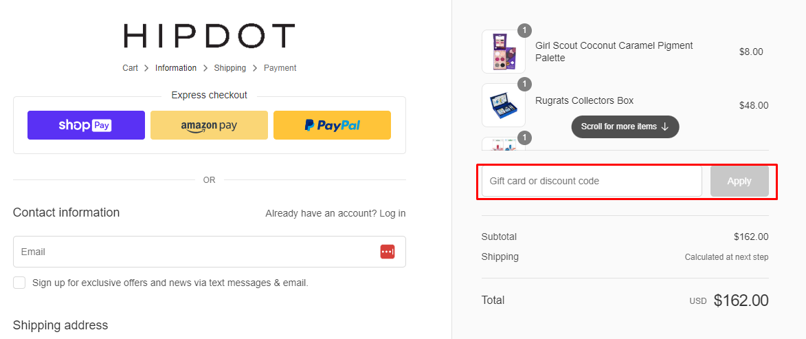 How do I use my HipDot discount code?